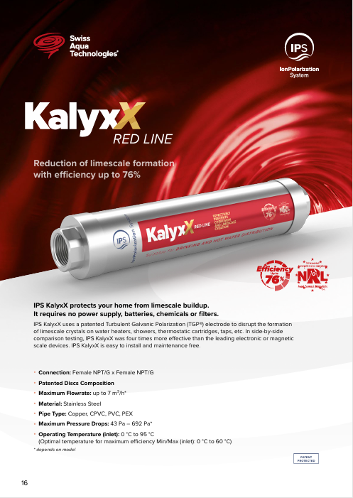 KalyxX RedLine whole-home limescale protection unit shown from the front